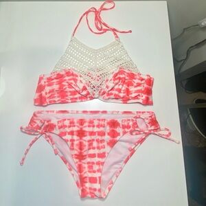 Coral Tie Dye Bikini Set (Raisins)